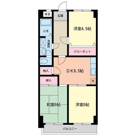 第2ファーレ市原(3DK/4階)の間取り写真