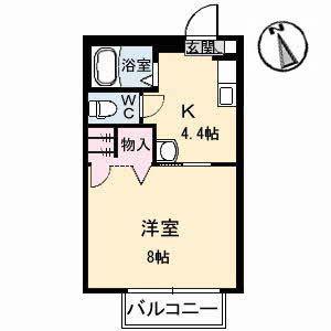 プランタン西野 B棟(1K/1階)の間取り写真