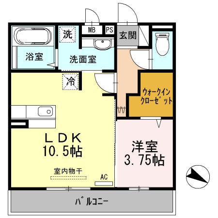 アルコバレーノ(1LDK/2階)の間取り写真