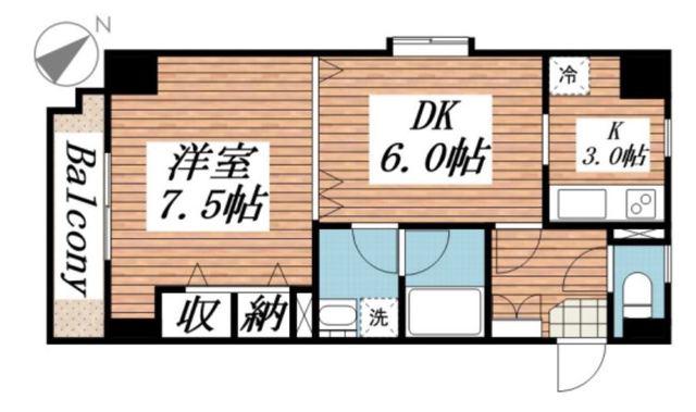 サンアーバン目黒(1DK/8階)の間取り写真