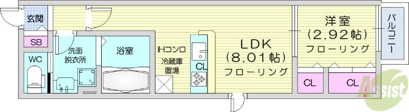 ＪＲ東北本線 東仙台駅 徒歩5分 2階建 新築(1LDK/2階)の間取り写真
