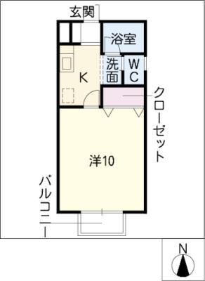 セピアコート(1K/2階)の間取り写真