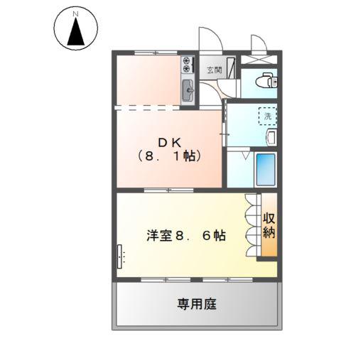サニースポット(1DK/1階)の間取り写真