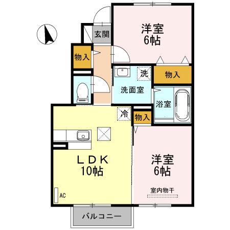 グラン・プラース C(2LDK/1階)の間取り写真