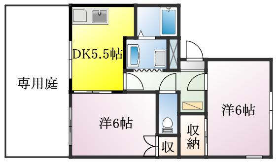タウニィ鈴木A(2DK/2階)の間取り写真