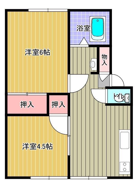 セルディーヌ城北(2DK/2階)の間取り写真