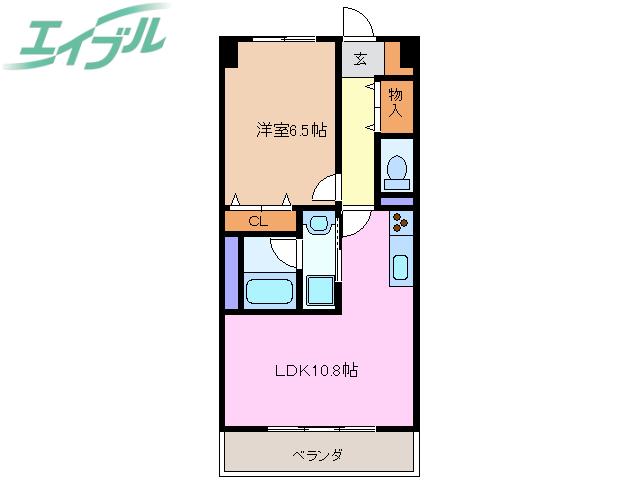 NOBLE CASA(1LDK/2階)の間取り写真