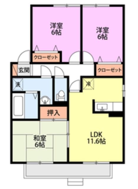 スノーチャイルド C棟(3LDK/2階)の間取り写真