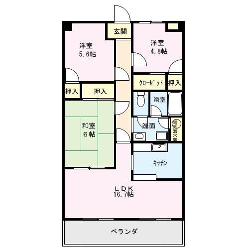 ドゥウエルあじさいII(3LDK/2階)の間取り写真