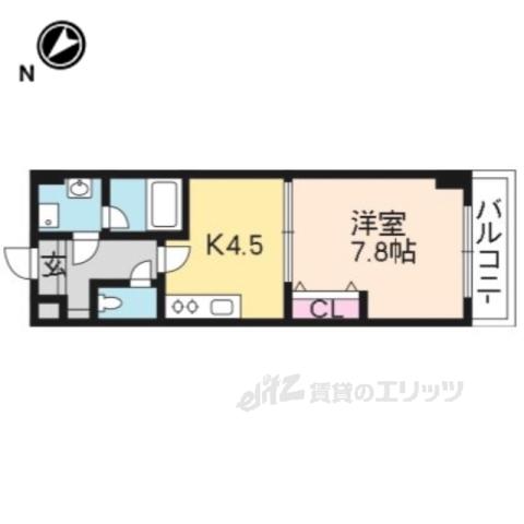 FELICIAうさぎ(1DK/6階)の間取り写真