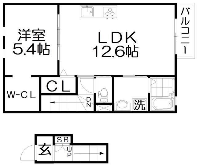 セラフィーメゾン東香里園(1LDK/2階)の間取り写真