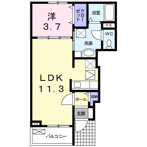 シエスタ(1LDK/1階)の間取り写真