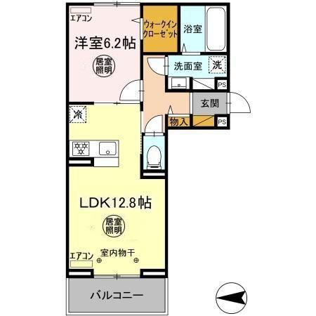 FERRO PALAZZO D棟(1LDK/3階)の間取り写真