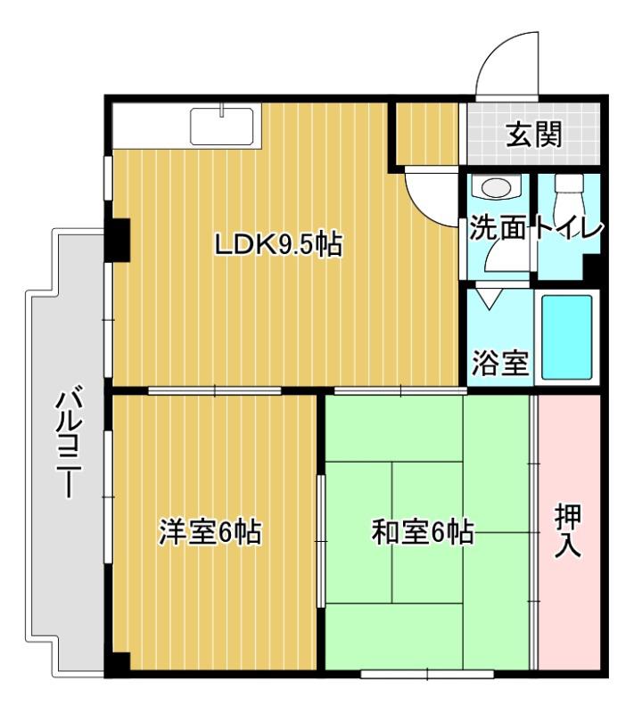 リアライズ古川橋(2LDK/1階)の間取り写真