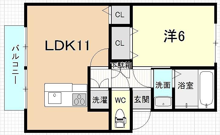 セジュール松島(1LDK/1階)の間取り写真