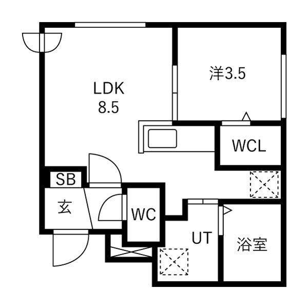 SENA円山(1LDK/2階)の間取り写真