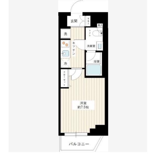 HYS CRECER 清澄白河(1K/6階)の間取り写真