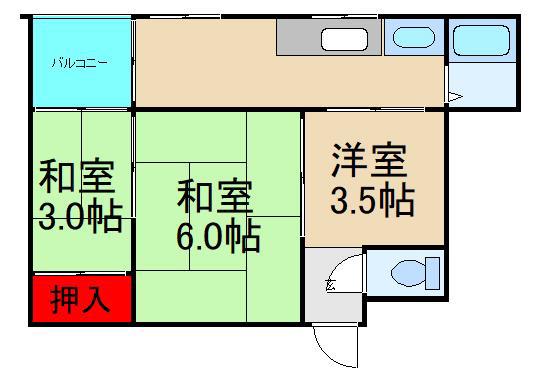 湊マンションB棟(3K/3階)の間取り写真