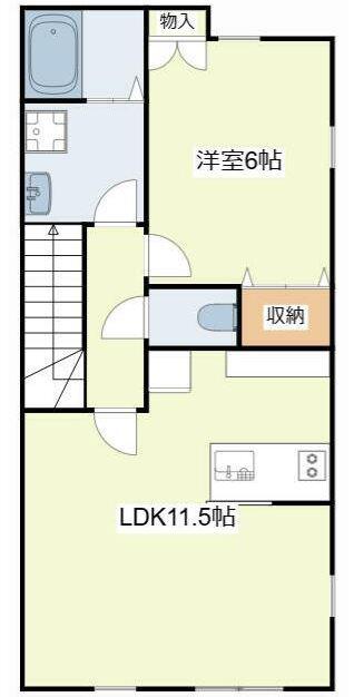 メゾンルーエ(1LDK/2階)の間取り写真