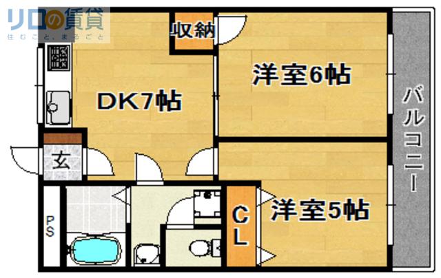 第10高光マンション(2DK/4階)の間取り写真