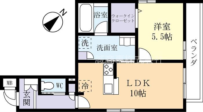 コートルクス流星台(1LDK/2階)の間取り写真