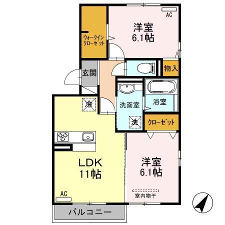ライフレジデンス(2LDK/2階)の間取り写真