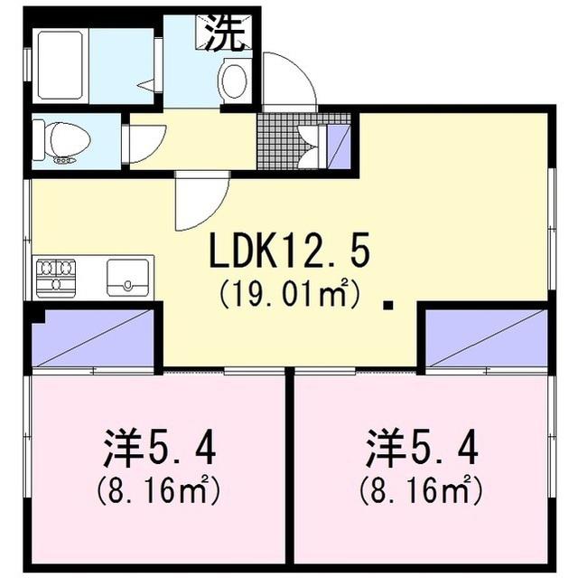 カルム福田(2LDK/1階)の間取り写真