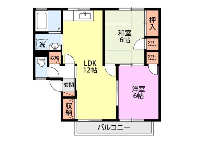 プルミエール萌木野(2LDK/2階)の間取り写真