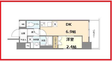 リアンシエルブルー田端(1DK/2階)の間取り写真