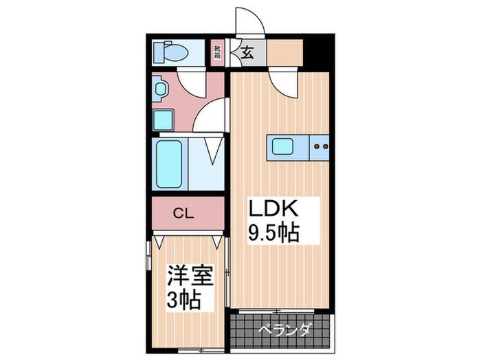アベックスハイム井口明神B(1LDK/1階)の間取り写真