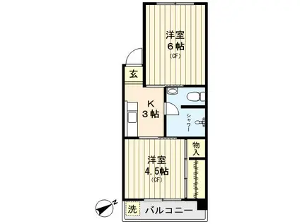 新宿ローヤルコーポ(2K/4階)の間取り写真