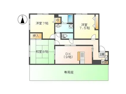 フォブール土佐(3DK/1階)の間取り写真