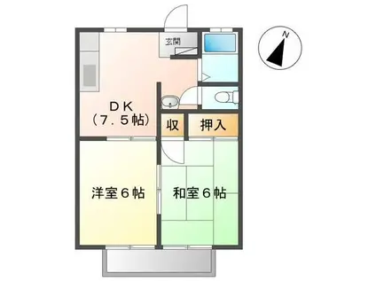 サンライフマエダ A・B棟(2DK/2階)の間取り写真