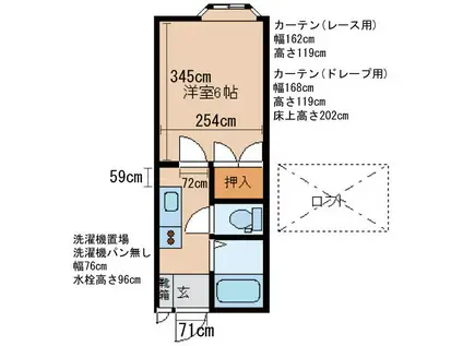 セサミ山室(1K/1階)の間取り写真