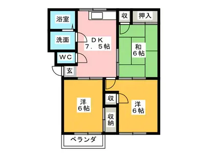 レスポワールHAYAMI(3DK/2階)の間取り写真