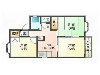 ミサワアイタウンB棟(3DK/2階)の間取り写真