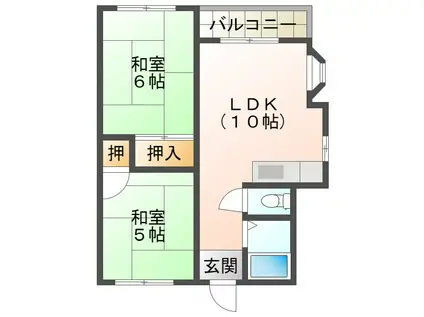 東山マンション(2LDK/2階)の間取り写真