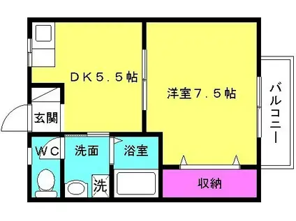 アメニティコーポ(1DK/2階)の間取り写真