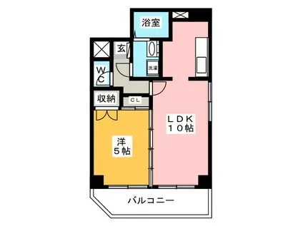 クロスピア平尾(1LDK/3階)の間取り写真