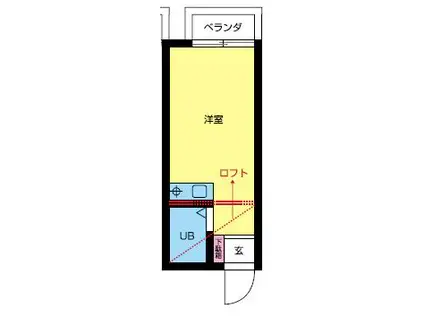 ボヘマーレ愛宕(ワンルーム/2階)の間取り写真