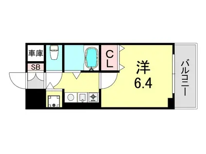 プレサンス神戸三宮(1K/2階)の間取り写真