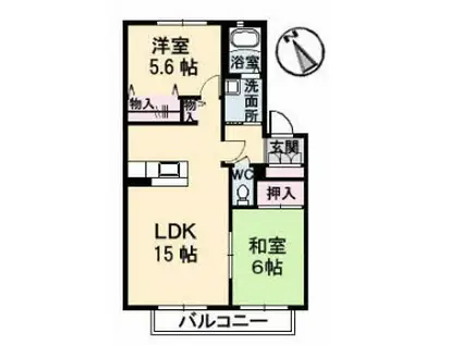 カーサミヤケ(2LDK/1階)の間取り写真