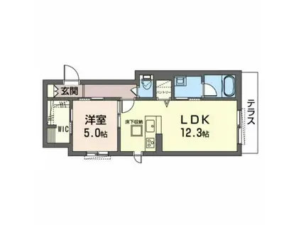 シャーメゾン八戸ノ里(1LDK/1階)の間取り写真