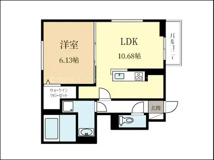 D-ROOM富野B棟(1LDK/1階)の間取り写真