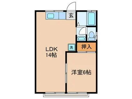 明和荘A棟(1LDK/2階)の間取り写真