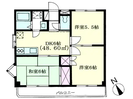 CRYSTALCOURT弐番館(3DK/4階)の間取り写真