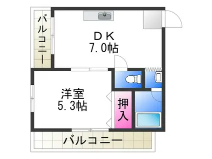 グランデ堺東(1DK/5階)の間取り写真
