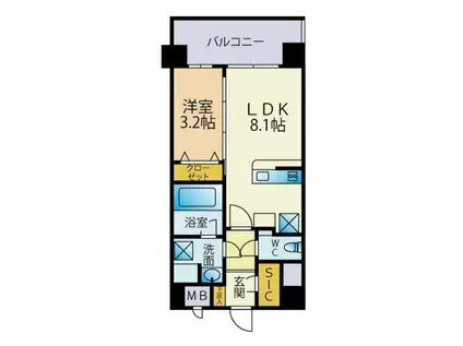 フォーレスト別府(1LDK/2階)の間取り写真