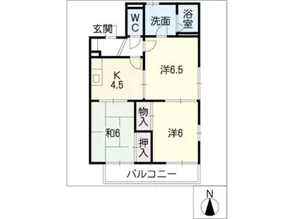 モンシャトー可児 A(3K/1階)の間取り写真