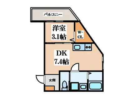 コスモクレスト荒本(1DK/3階)の間取り写真